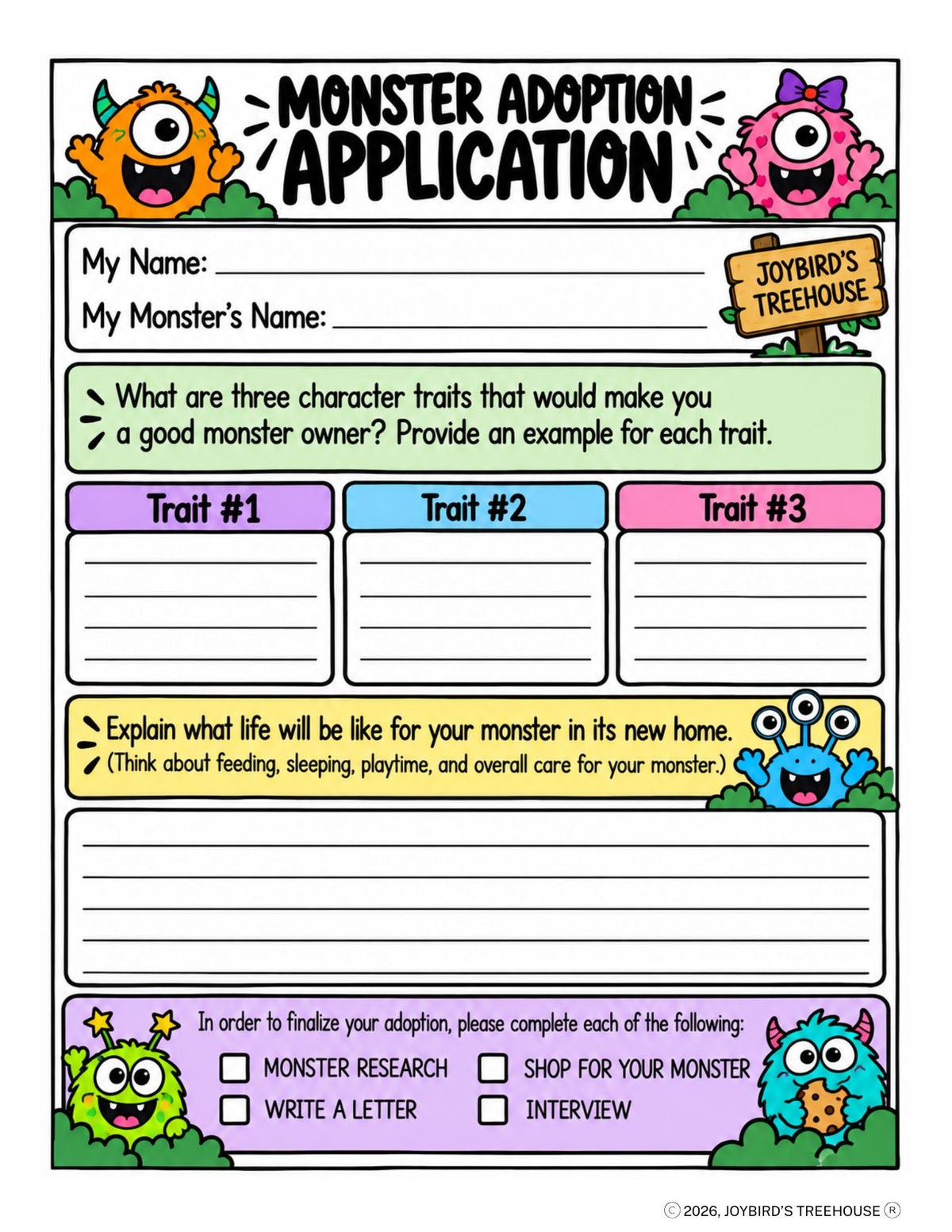 Adopt a Monster | Reading, Writing, & Math | K–3