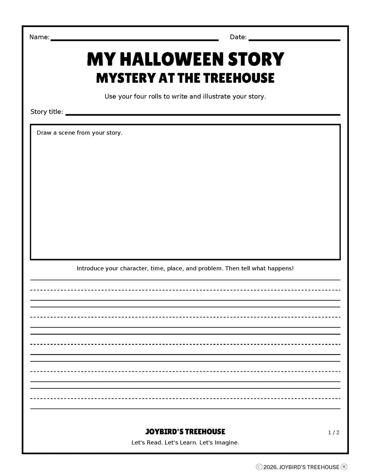Roll a Story Creative Writing | Halloween Writing Activities | Grades 1–4