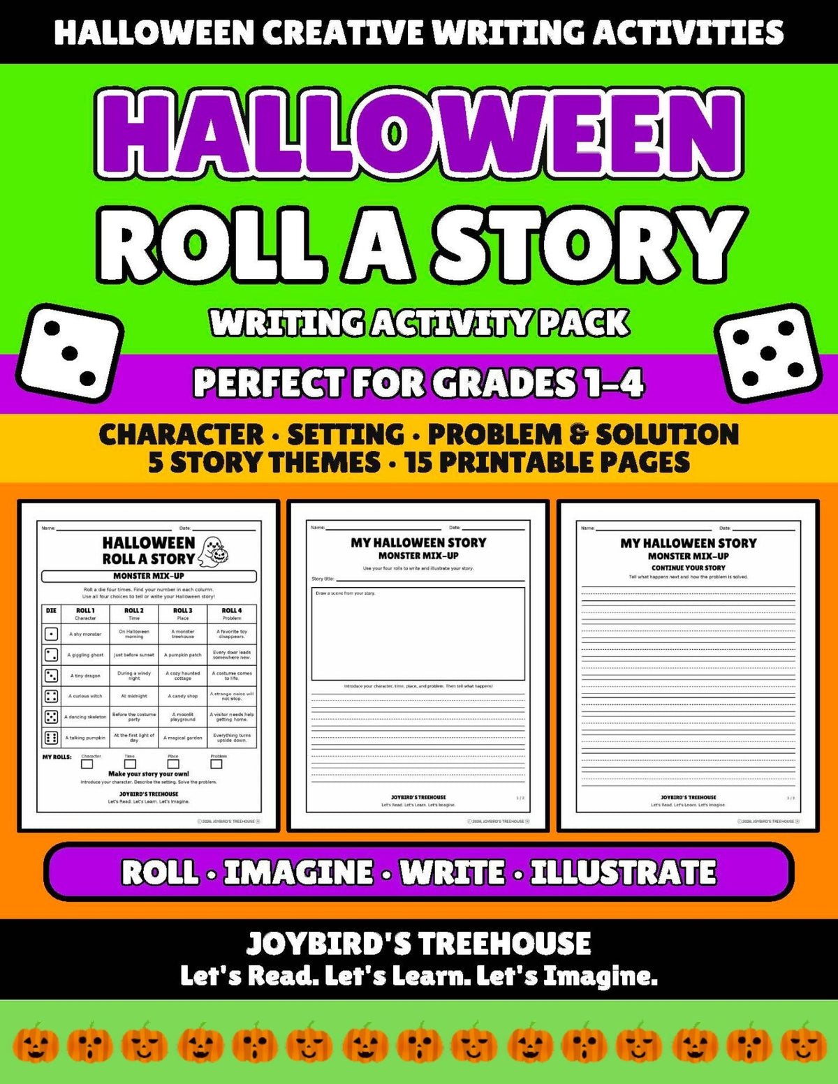 Roll a Story Creative Writing | Halloween Writing Activities | Grades 1–4